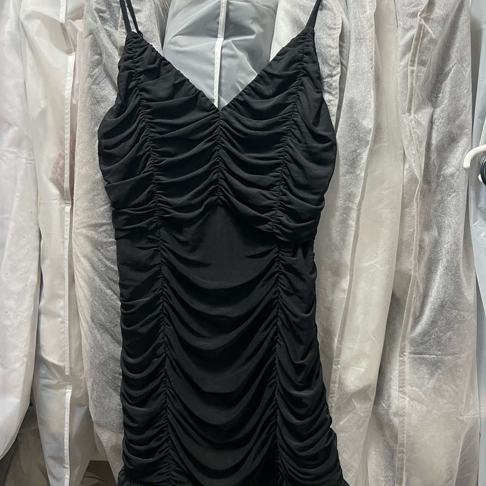 Elegant Black Ruched Dress